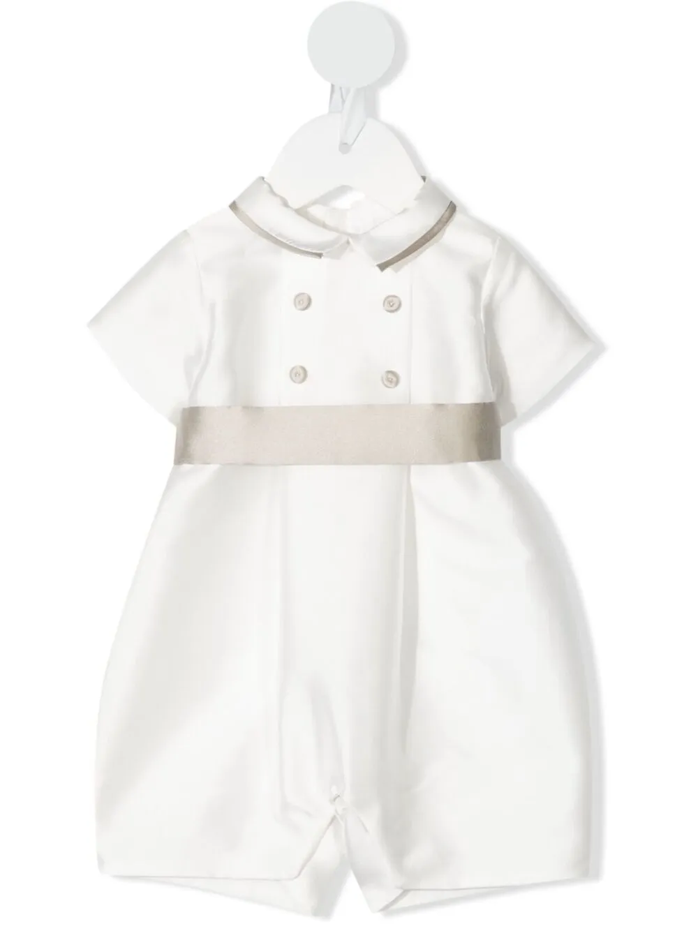 La Stupenderia Babies' Double-breasted Cotton Romper In 白色