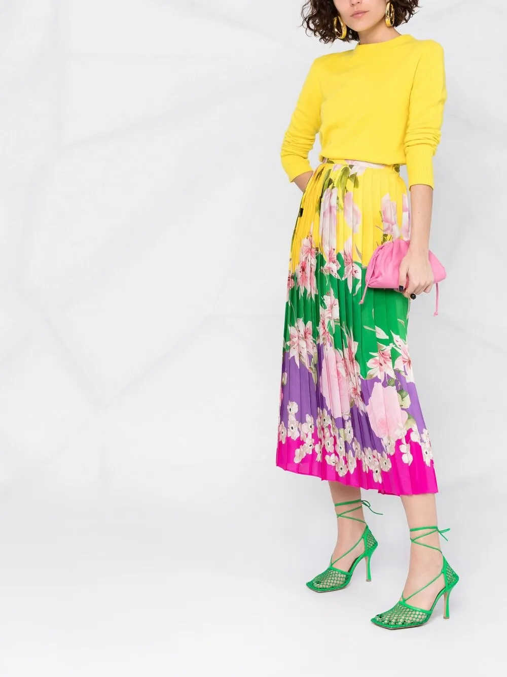 Shop Valentino pleated floral midi skirt with Express Delivery - FARFETCH