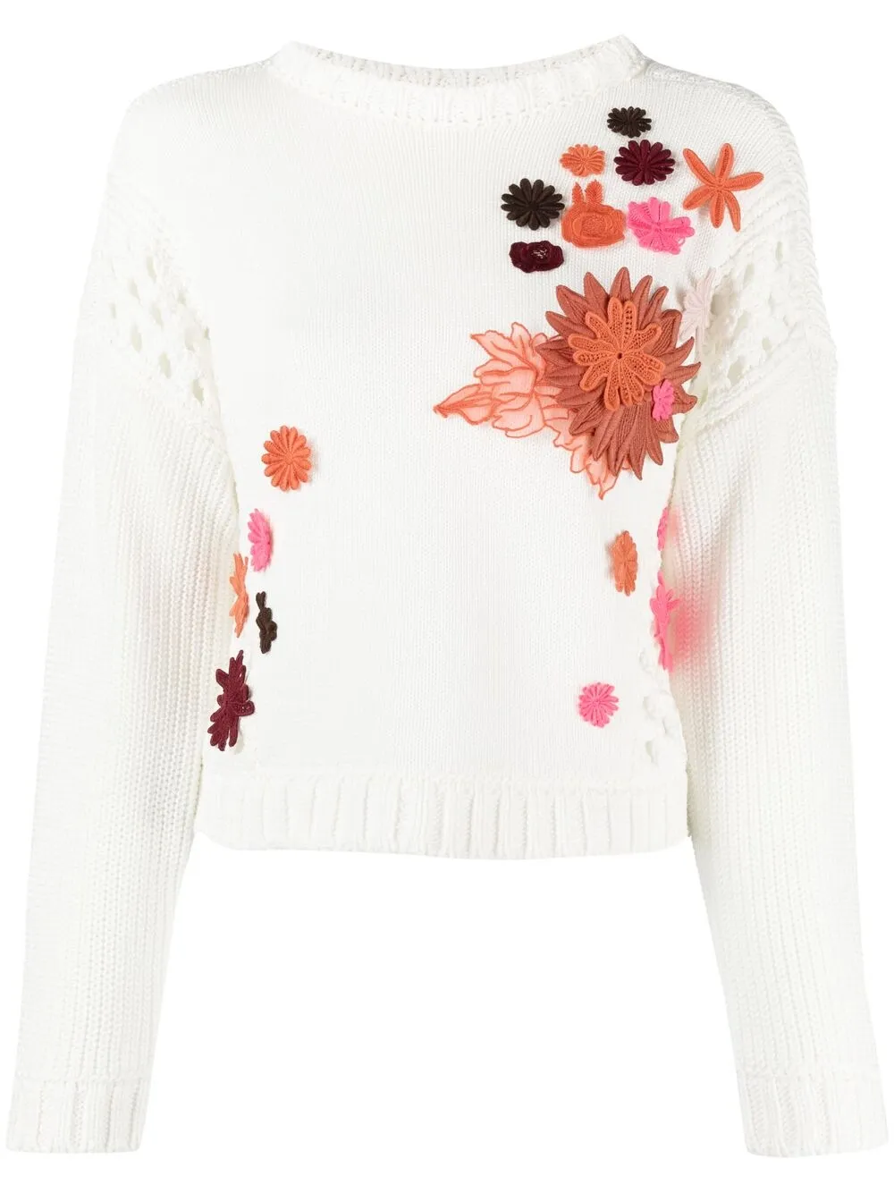

Valentino suéter con bordado floral - Blanco