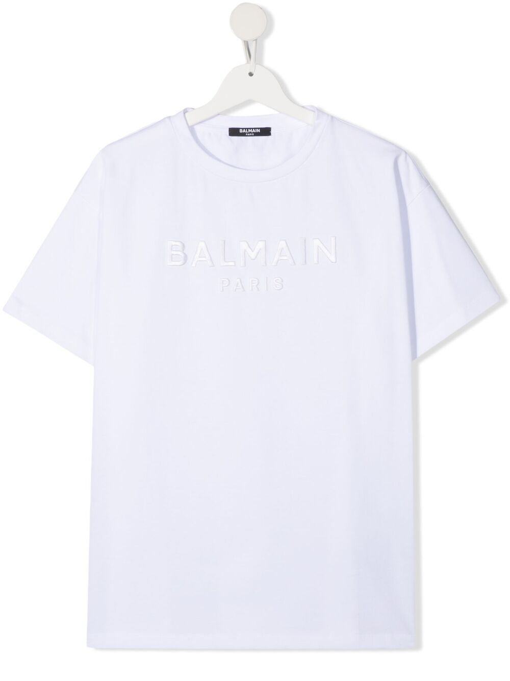 Balmain Teen Embroidered-logo Cotton T-shirt In White