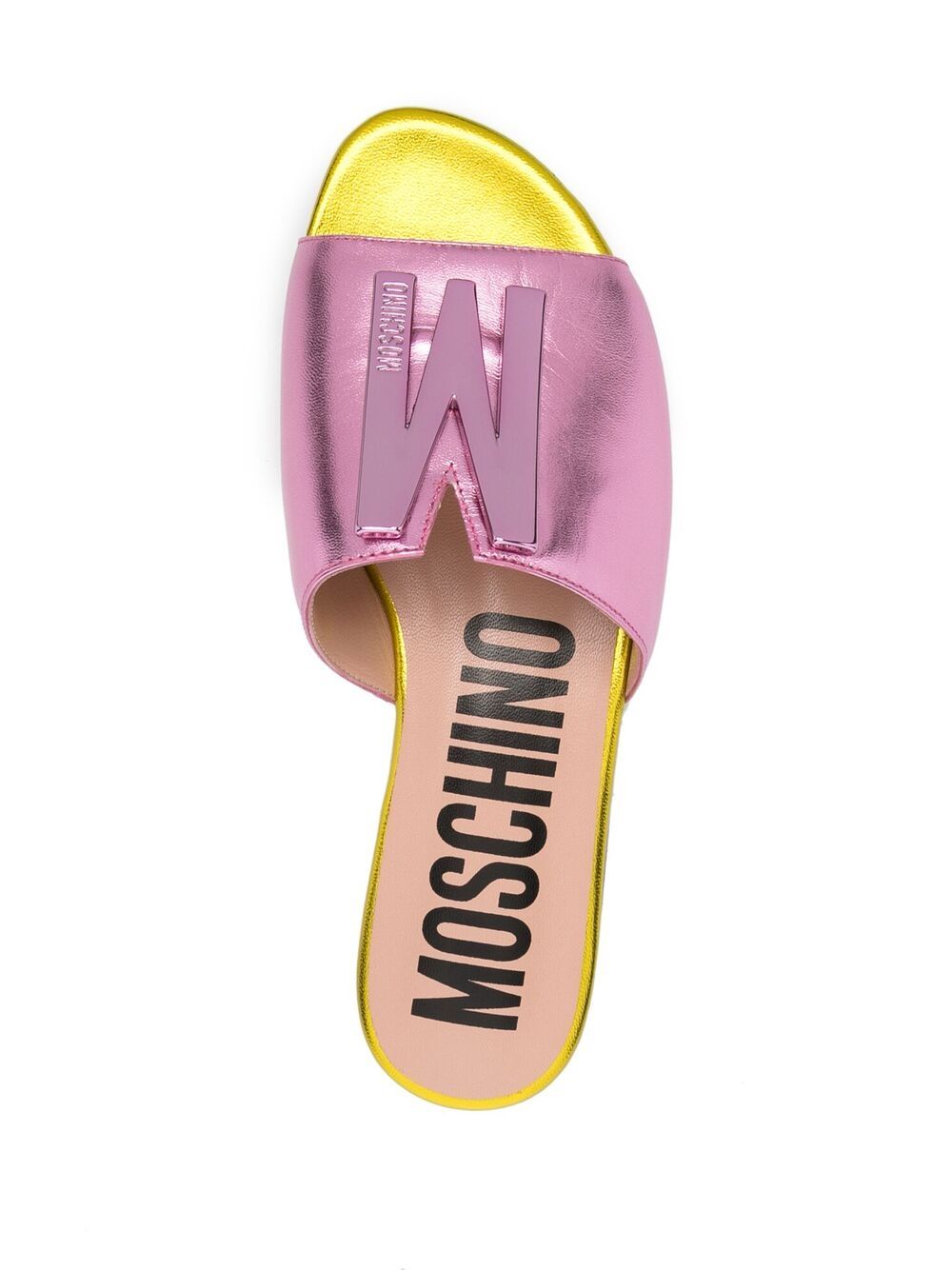 фото Moschino мюли с эффектом металлик