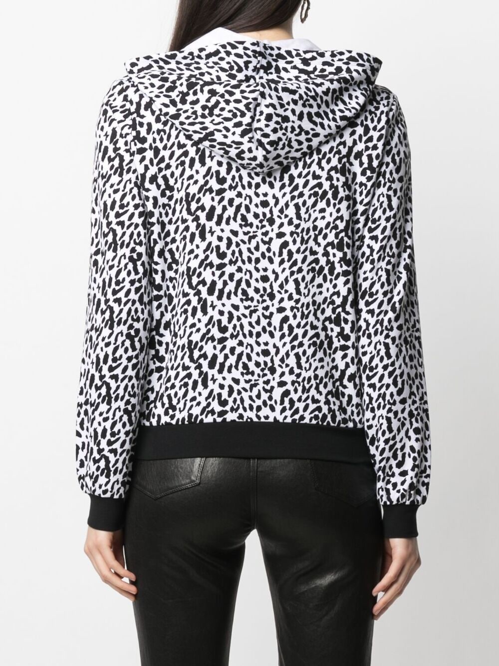 Shop Liu •jo Leopard-print Zipped Hoodie In White
