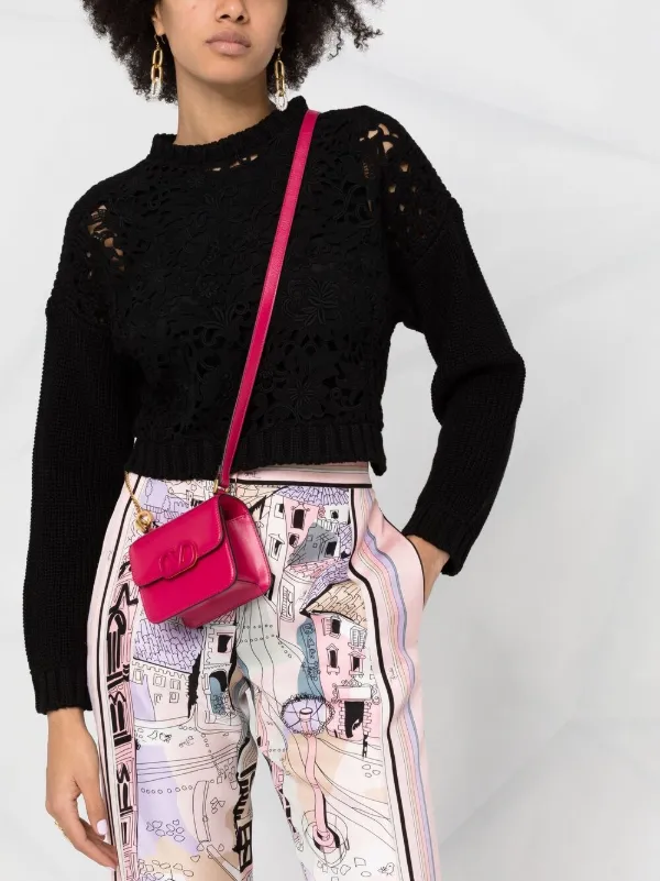 Valentino cropped lace-front jumper 