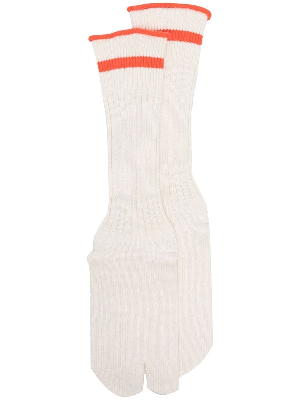 Maison Margiela Tabi-toe Striped Socks In White