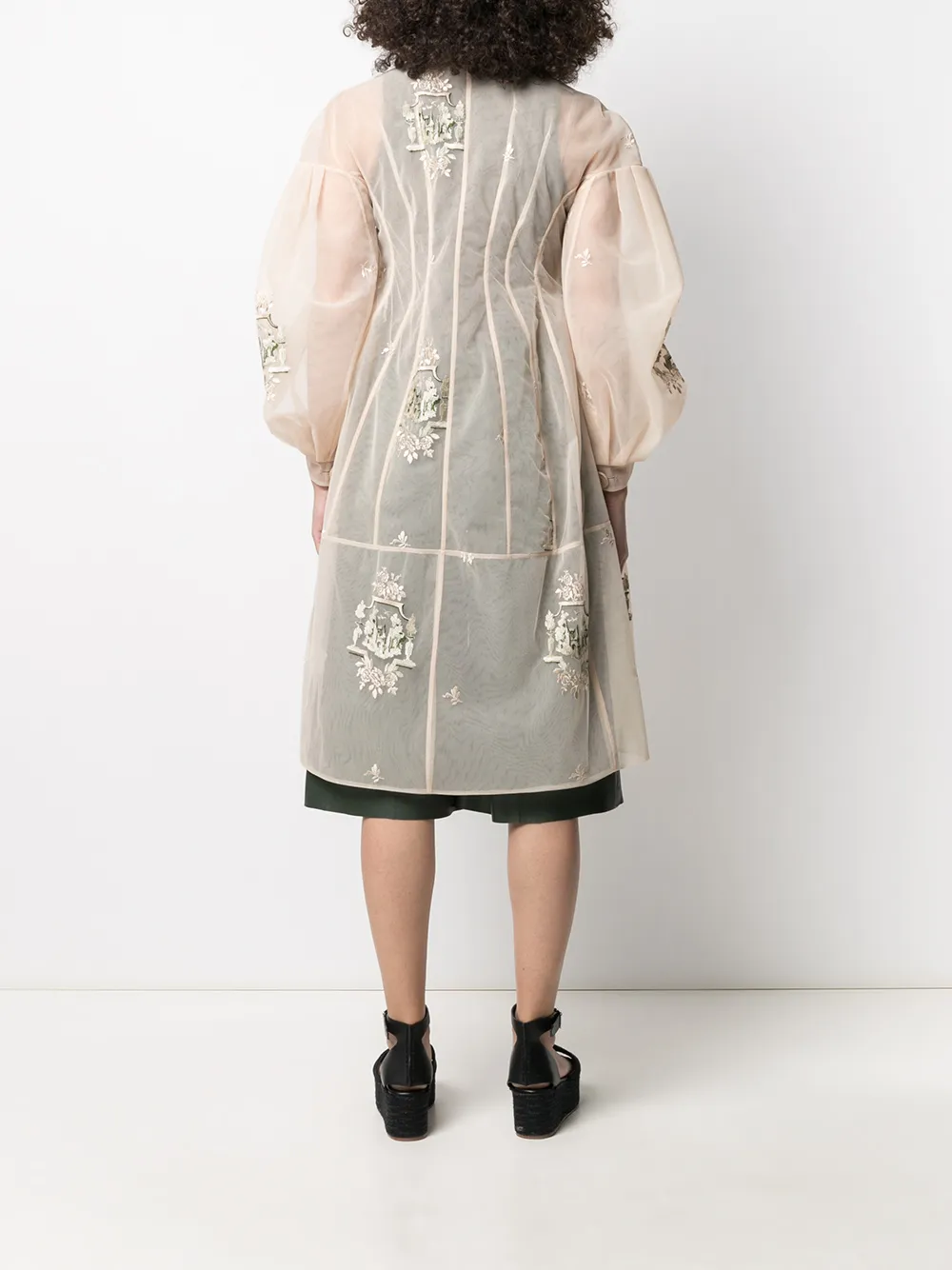 фото Simone rocha пальто из тюля с цветочной вышивкой