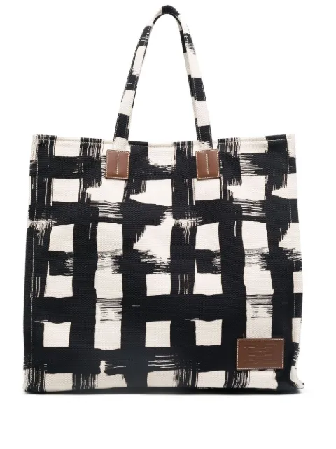 Bally painted check pattern tote