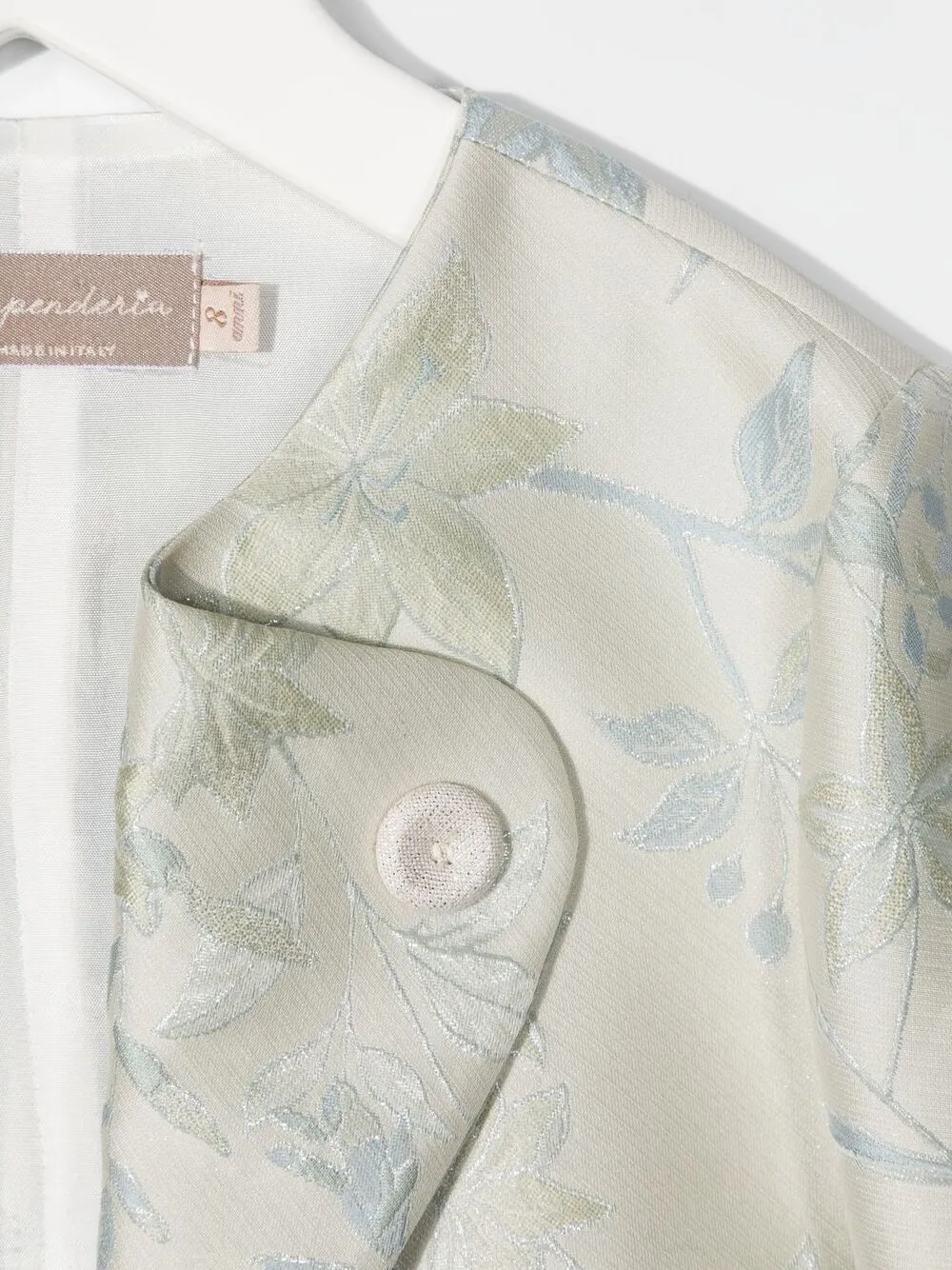 Shop La Stupenderia Magda Floral Jacquard Cropped Jacket In Neutrals