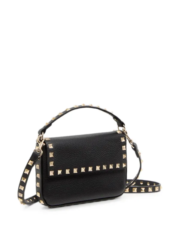 Valentino Garavani Rockstud Grainy Calfskin Pouch | Black | FARFETCH