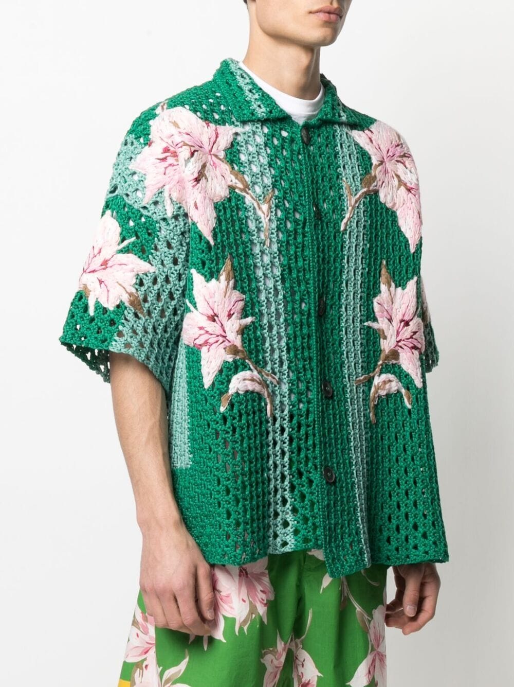 Valentino Garavani floral-embroidered Crochet Shirt - Farfetch