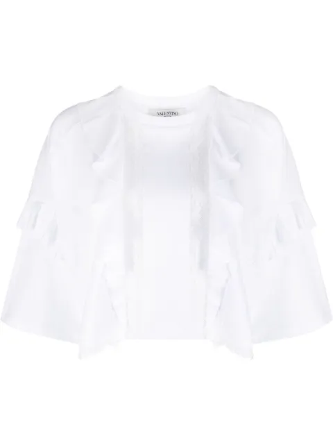 Valentino Garavani lace panel cropped T-shirt