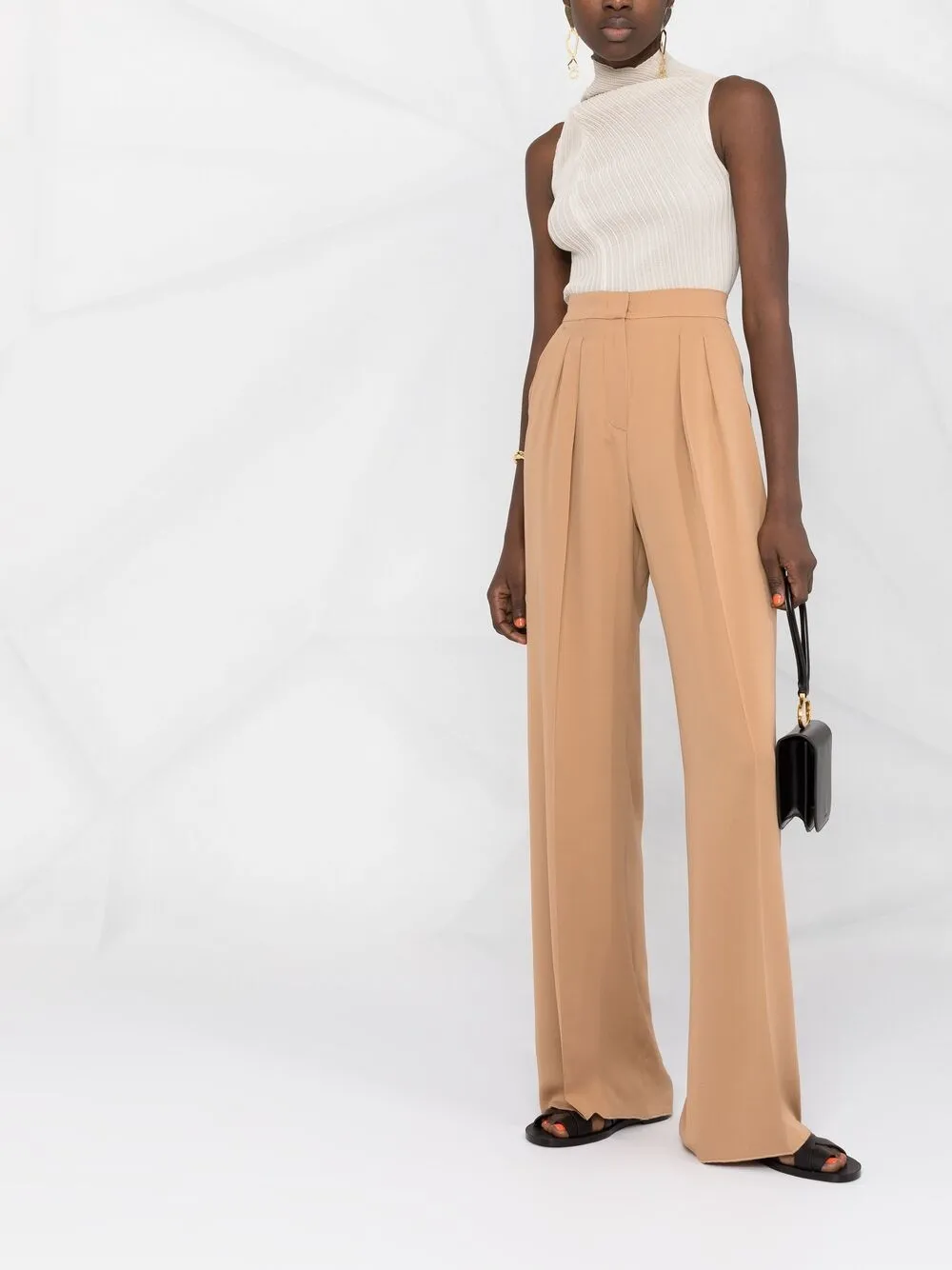 Max Mara Broek met wijde pijpen - Beige