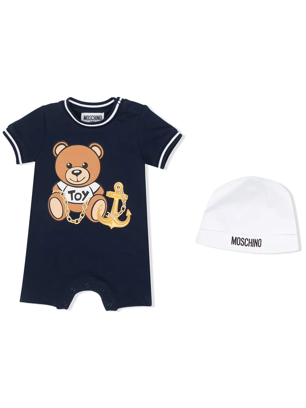 фото Moschino kids короткий комбинезон с принтом