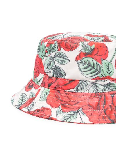 red floral bucket hat