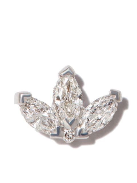 MARIA TASH 18kt white gold engraved lotus diamond single earring