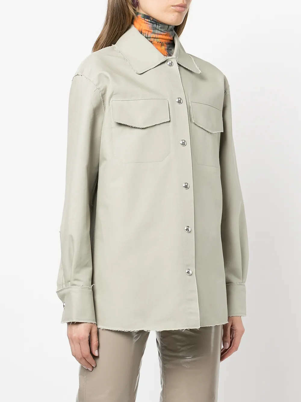 Off-White Shirtjack met gerafelde afwerking Grijs