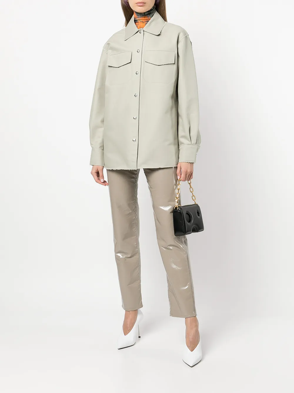 Off-White Shirtjack met gerafelde afwerking Grijs