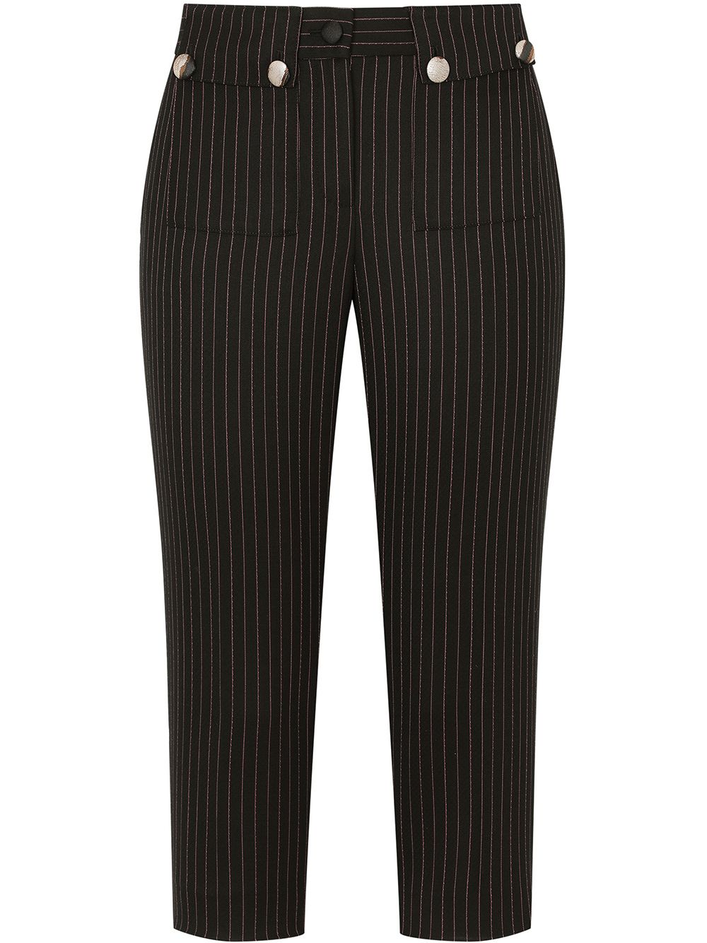 Dolce & Gabbana Cropped Pinstriped Trousers In Black
