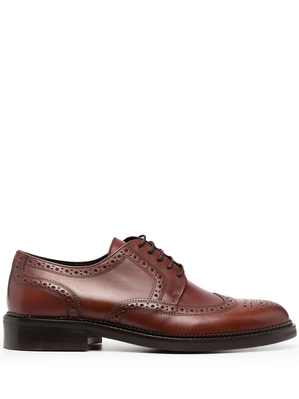 Hugo Boss Polished-finish Lace-up Brogues In Brown