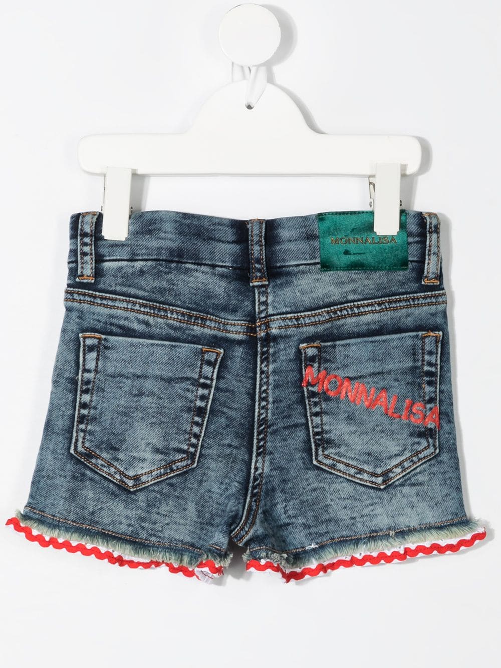 Shop Monnalisa Lace-trimmed Denim Shorts In Blue