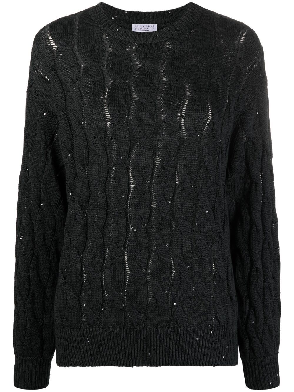 BRUNELLO CUCINELLI CABLE-KNIT SEQUIN-EMBELLISHED JUMPER