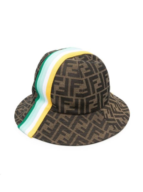 Fendi Kids FF-logo striped sun hat