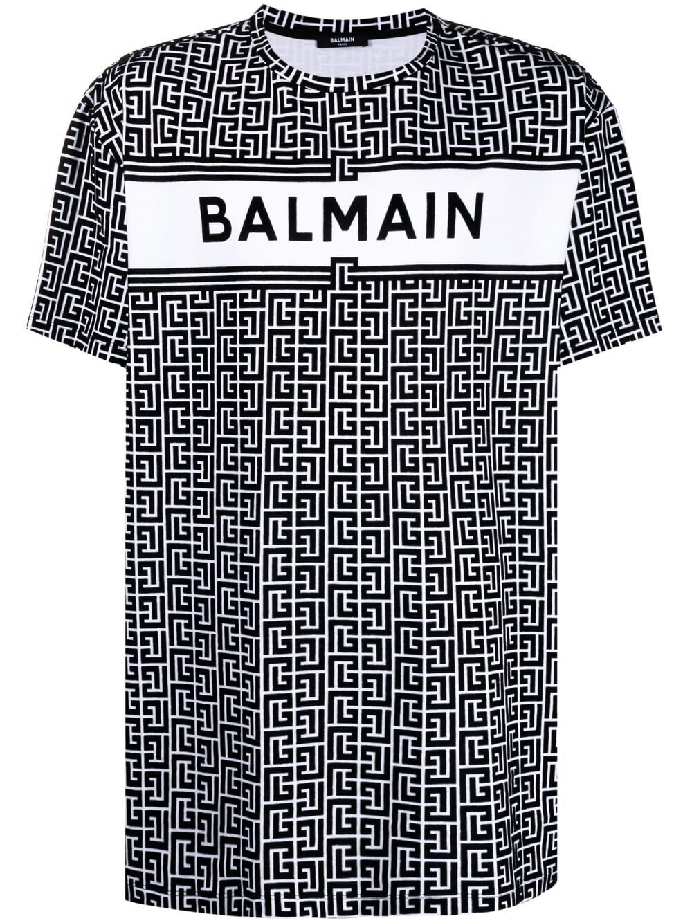Balmain Pm Monogram Logo-print T-shirt In Black