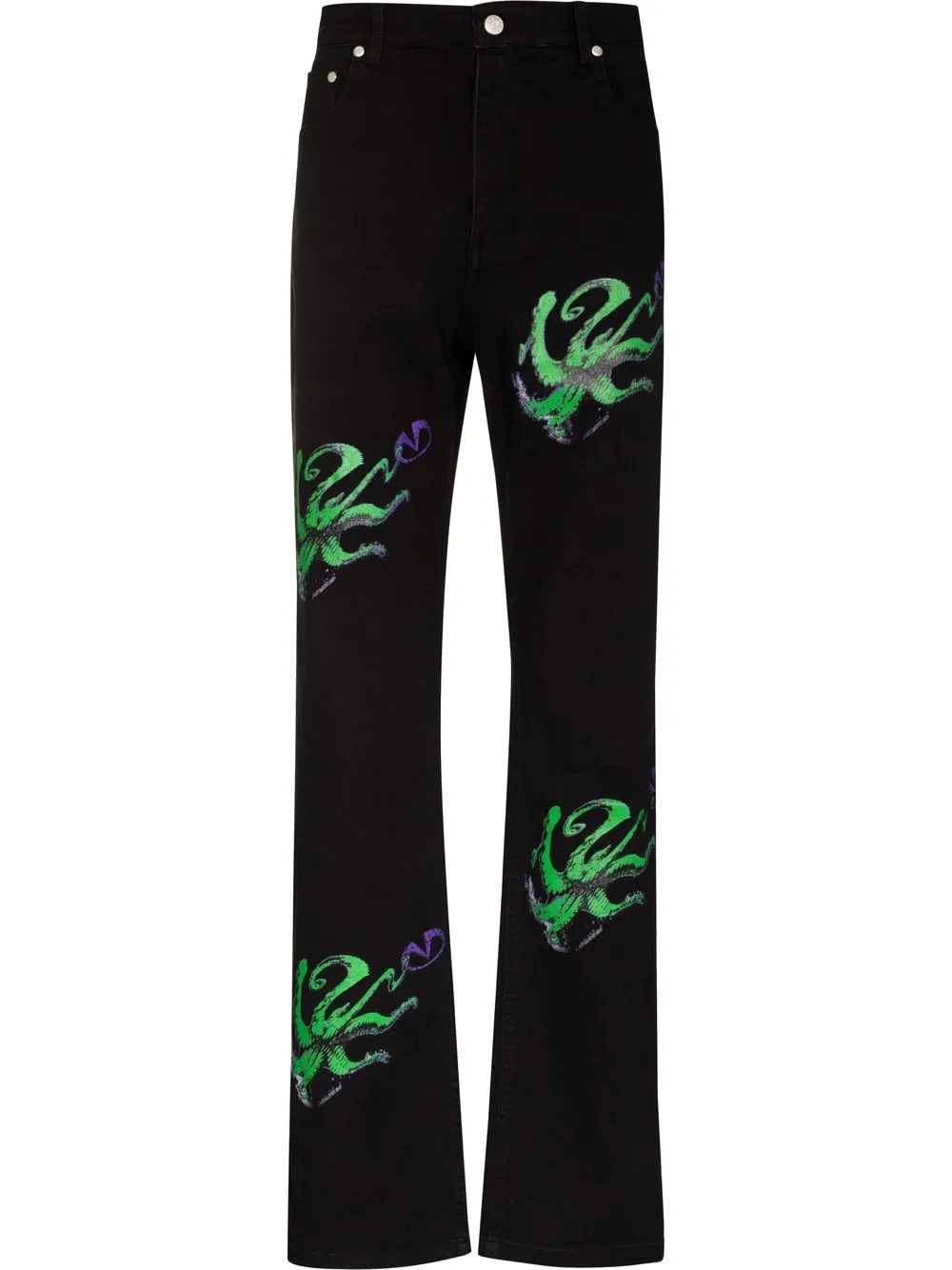 

VIVENDII octopus monogram straight jeans - Black