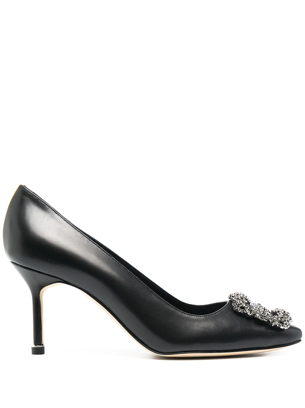 Manolo Blahnik Crystal Embellished Heels In Black