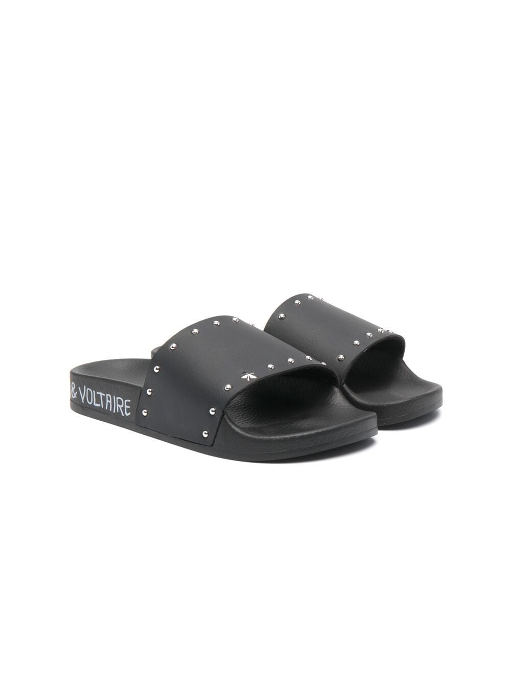 Shop Zadig & Voltaire Studded Sliders In Black