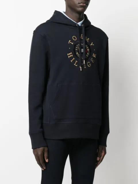 hooded sweatshirt with layered metallic logo
