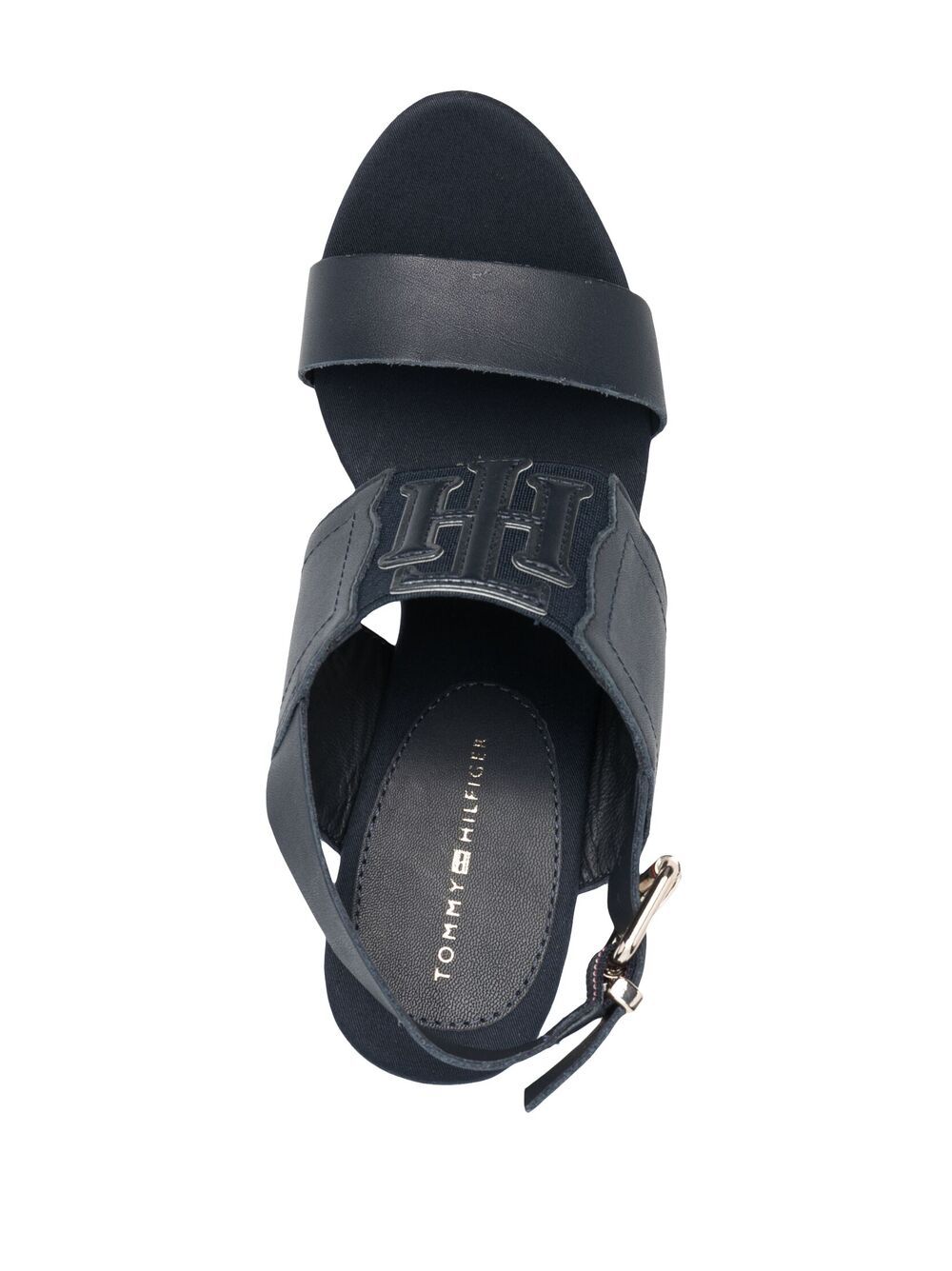 Shop Tommy Hilfiger Logo-patch Wedge Sandals In Blue