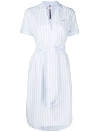 tommy hilfiger stripe belted shirt dress