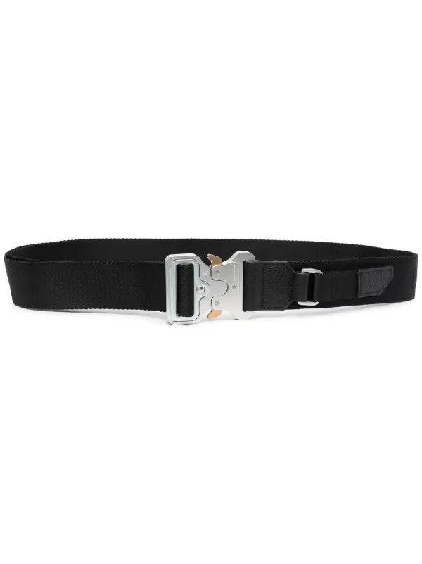 Black Silver 1017 ALYX 9SM Nylon Canvas Safety Buckle Belt Metal Button Men