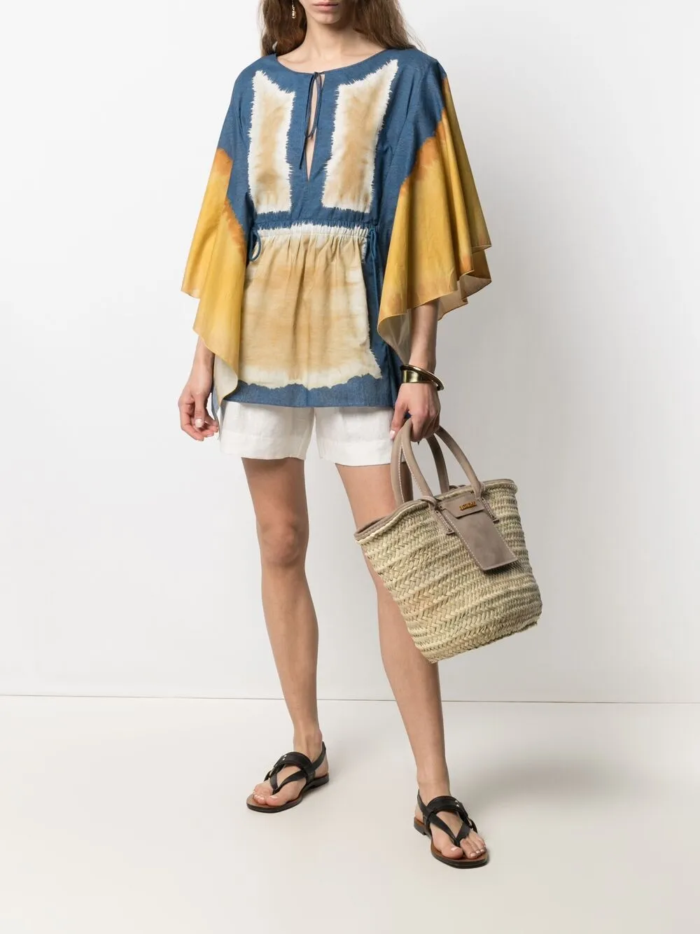 Alberta Ferretti draped sleeves cotton tunic | Tunic Tops & Kaftans | Image 2