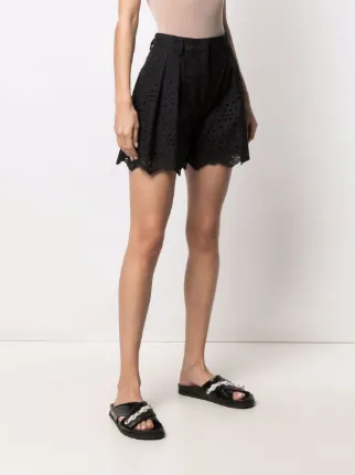 broderie-anglaise high-waisted shorts展示图