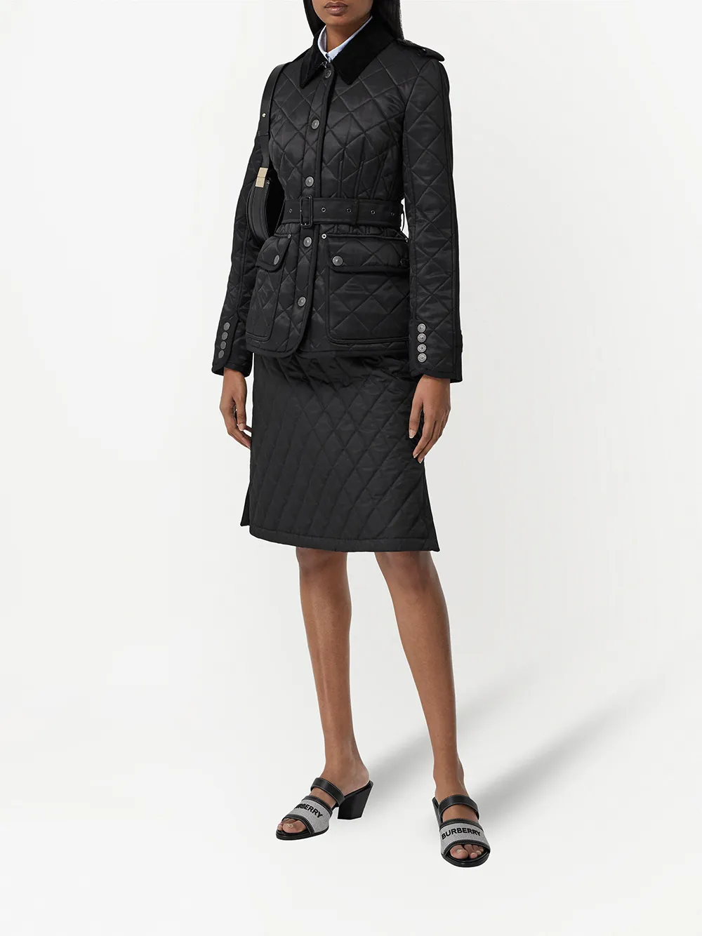 фото Burberry стеганая куртка с поясом