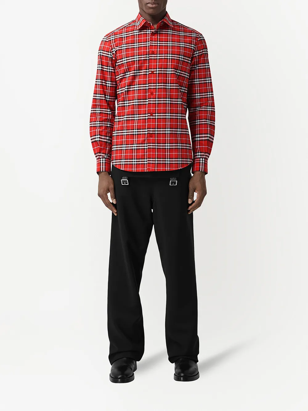 фото Burberry клетчатая рубашка с логотипом сзади