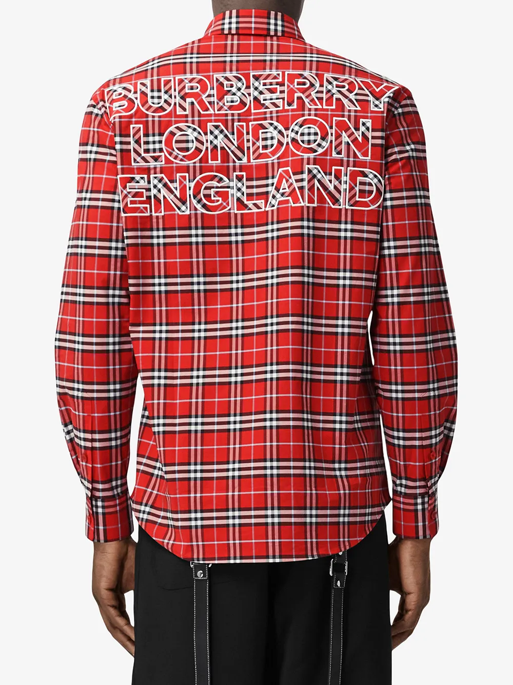 фото Burberry клетчатая рубашка с логотипом сзади