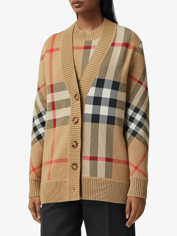 Shop Burberry Vintage Check V-neck cardigan with Express Delivery - FARFETCH