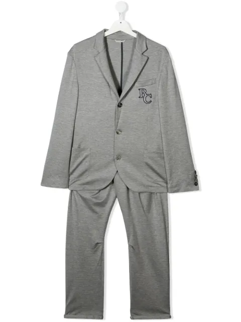 Brunello Cucinelli Kids بدلة قطعتان بتطريز شعار الماركة