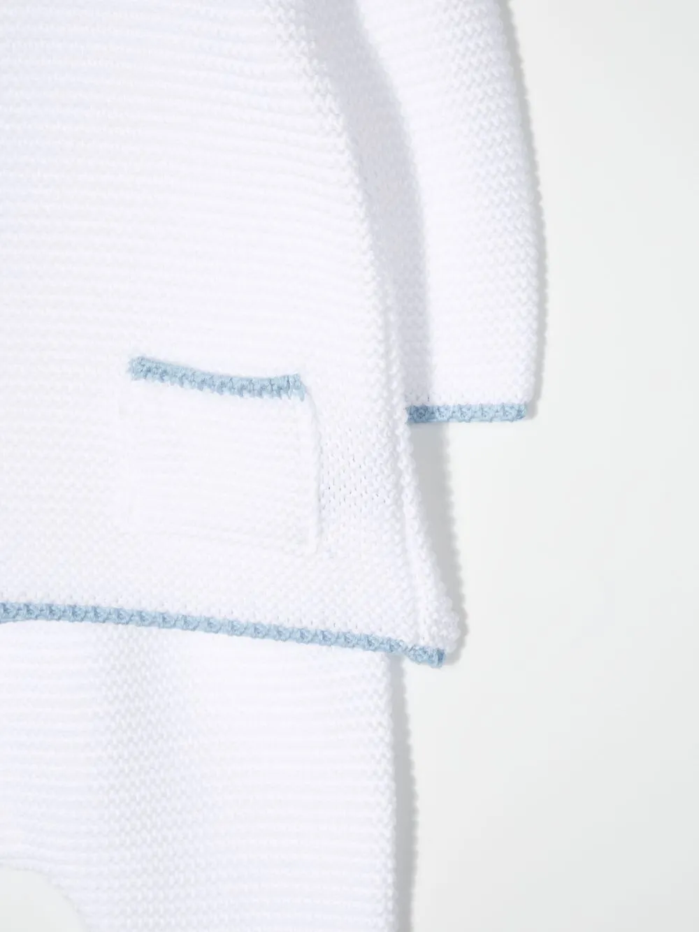Little Bear Patch-pocket Knitted Tracksuit Set In White