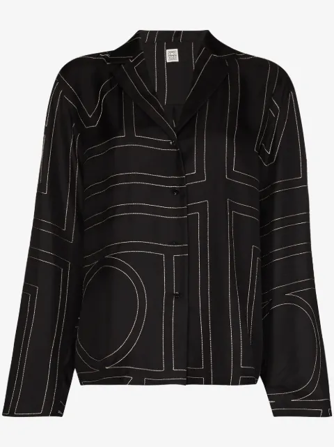 TOTEME Monogram silk pajama top