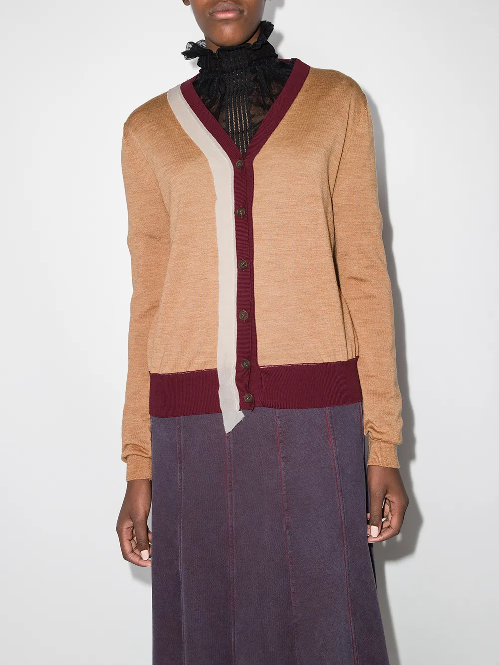 Image 2 of Maison Margiela raw edge cropped V-neck cardigan