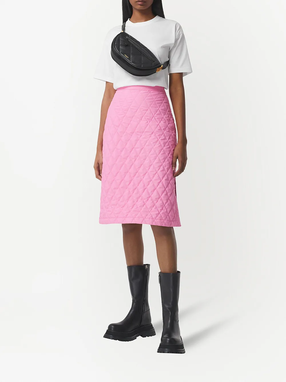 Image 2 of Burberry diamond-quilted A-line skirt