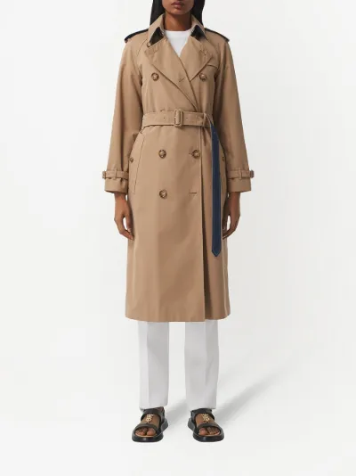 Burberry denim-detail belted trench 