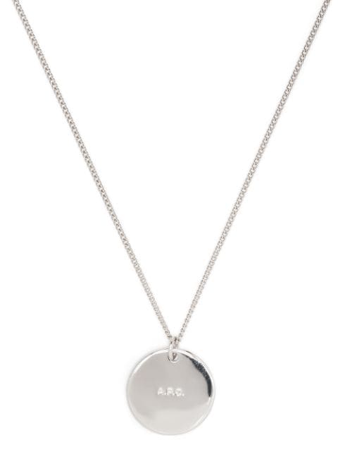 A.P.C. engraved logo pendant necklace