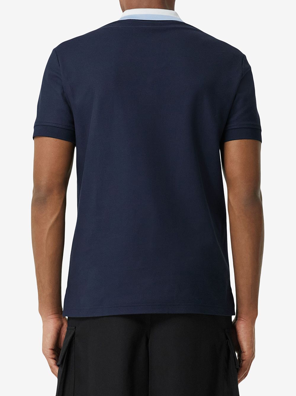 Shop Burberry Intarsia-knit Logo Polo Shirt In Blue