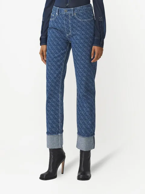 WakeorthoShops - Shop blue Burberry monogram - pattern denim jeans 