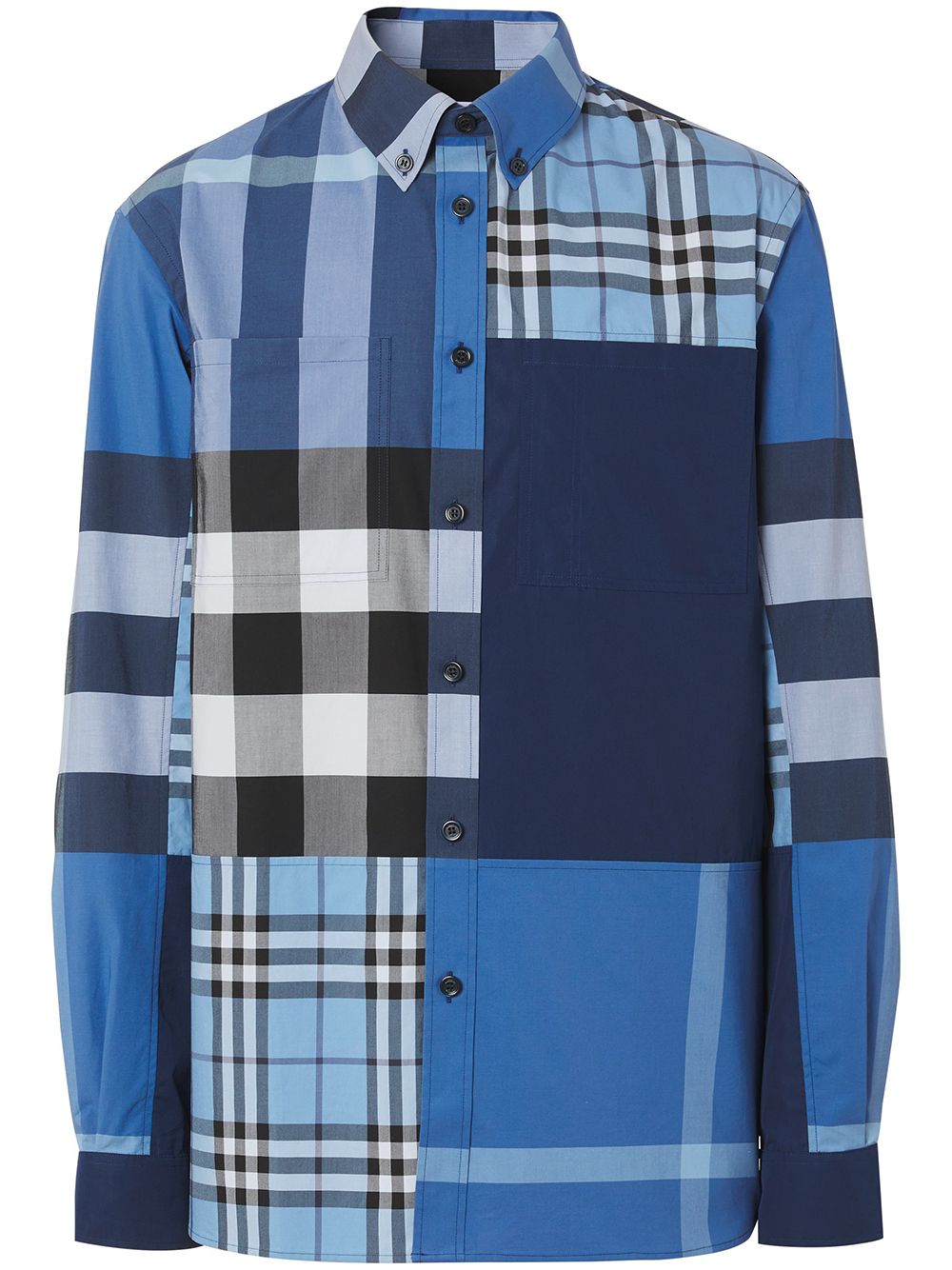 BURBERRY MULTI-PANEL CHECK-PRINT SHIRT