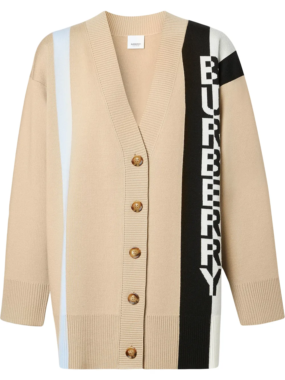 Image 1 of Burberry logo jacquard V-neck cardigan